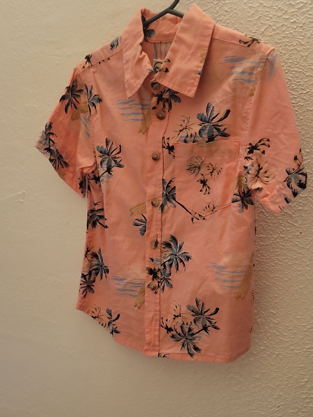 Crazy 8 Coral Pink Hawaiian Button-Up Shirt Size 5